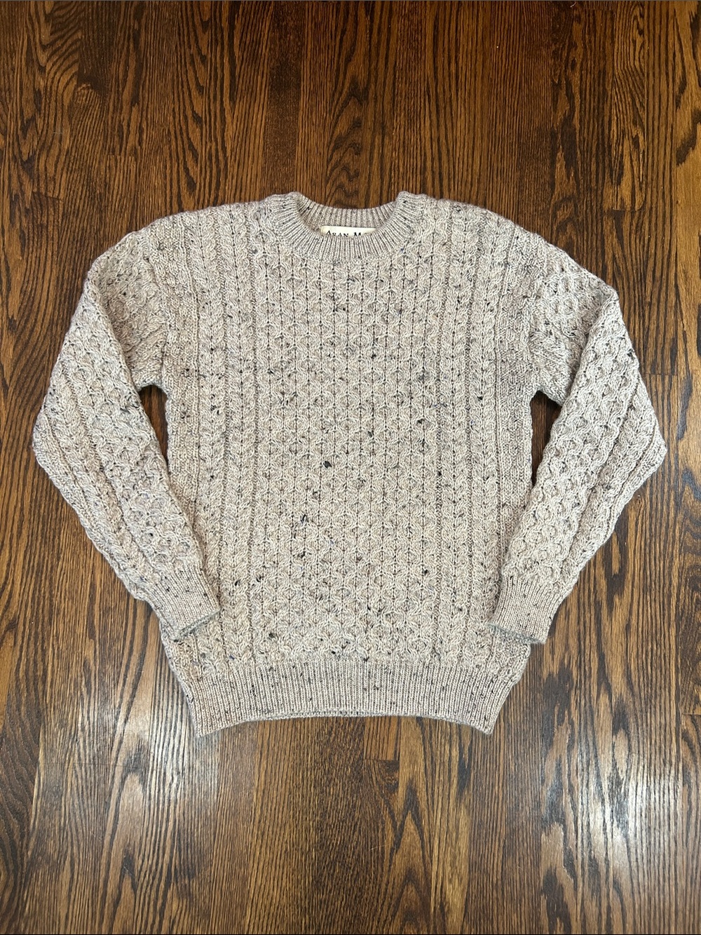 Irish Merino Wool Knit Aran Style Sweater